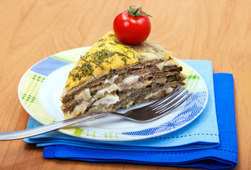 Tart of meat -  liver with cheese