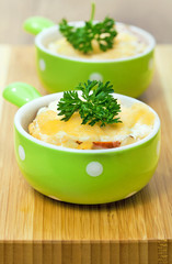 Baked meat  with cheese