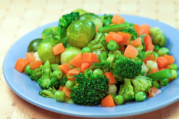 Fototapeta na wymiar Boiled various vegetables for diet