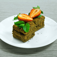Sweet cake with strawberry