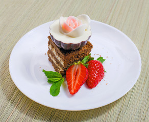 Sweet cake with strawberry