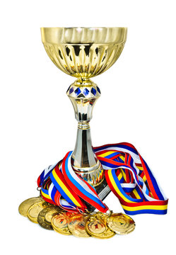 Sports medals and trophy