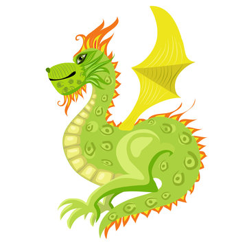Green dragon with wings