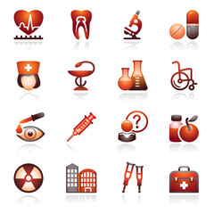 Medicine web icons, set 2. Black and red series.