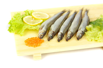 some smelts isolated on white background