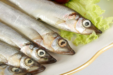 some smelts isolated on white background