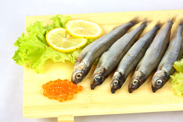 some smelts isolated on white background