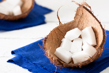 Coconut Pieces in a Shell
