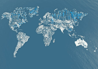 Planisfero mondo ghiaccio vetro