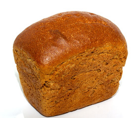 loaf of whole rye bread isolated