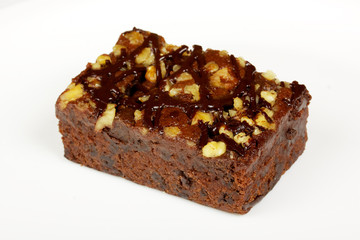 chocolate cake with whiped cream isolated