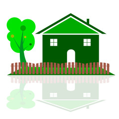eco house with garden illustration