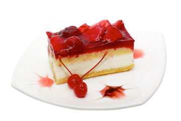 cake with strawberry topping