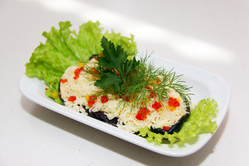 aubergine stuffed minced meat with tomato sauce