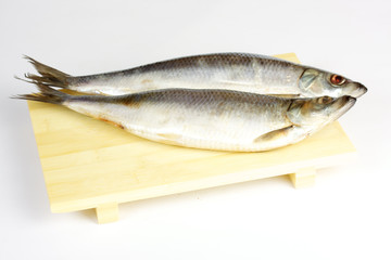 Salted herring isolated on the white background
