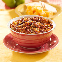 bowl of chili with beans and beef
