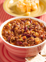 bowl of chili with beans and beef