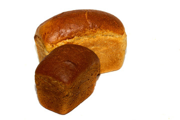 loafs of whole wheat and rye bread and isolated