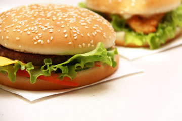 Tasty hamburger isolated on white background