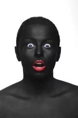 Deurstickers zwart gezicht © messtor