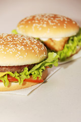 Tasty hamburger isolated on white background