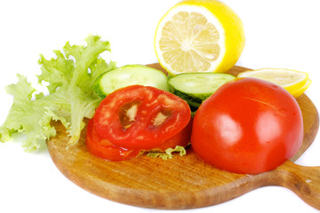 Tomato and cucumber with lettuce