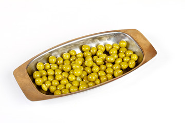 green peas on a white background