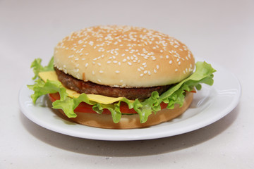 Tasty hamburger isolated on white background