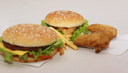 delicious cheeseburger with french fries