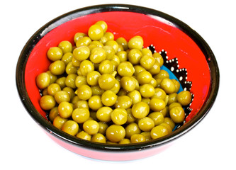 green peas on a white background