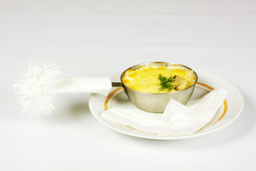 Julienne with hen and mushrooms