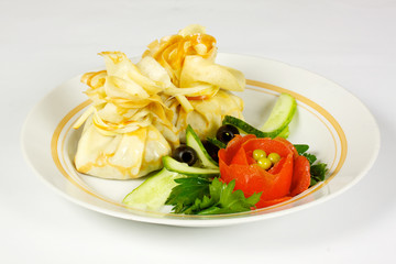 Savory pancake like cake filled