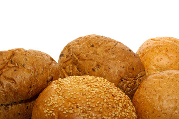 loafs of whole wheat and rye bread and isolated