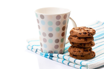 Chocolate cookies and cup