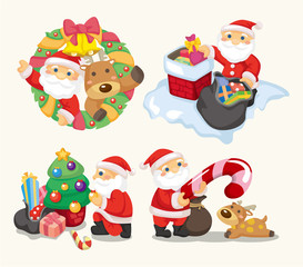 cute cartoon Christmas Holiday,santa,
