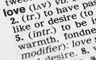 Obraz premium Definition of the word love in the dictionary