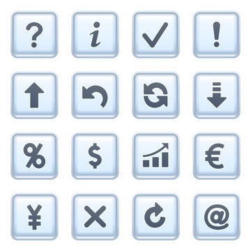 Symbols for web on blue buttons.