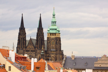 The View on the Prague's gothic Castle and Buildings
