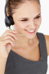 Young businesswoman wearing headset