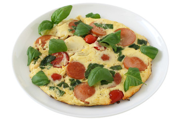omelet with sausages