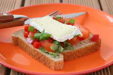 Toast with cheese camembert