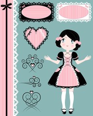 vintage girl and ornaments