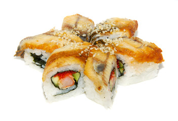 appetizing sushi isolated on the white background