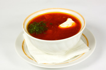Ukrainian and russian national red soup-borsch