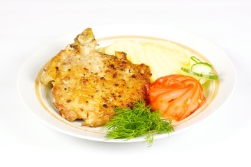 A mouth watering tenderloin steak with fresh vegetables