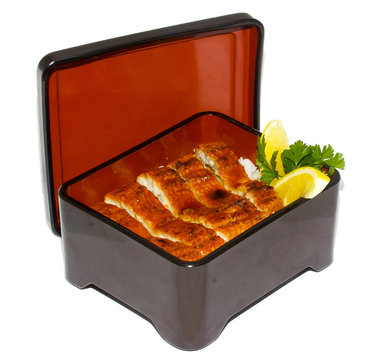 Unagi, grilled eel with rice, traditional japanese cuisine