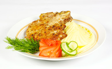 A mouth watering tenderloin steak with fresh vegetables