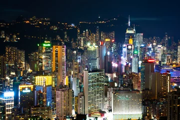 Foto op Canvas nachtzicht van Hong Kong © choikh