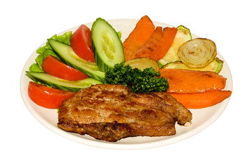 Plate BBQ meat and vegetables