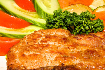 Plate BBQ meat and vegetables